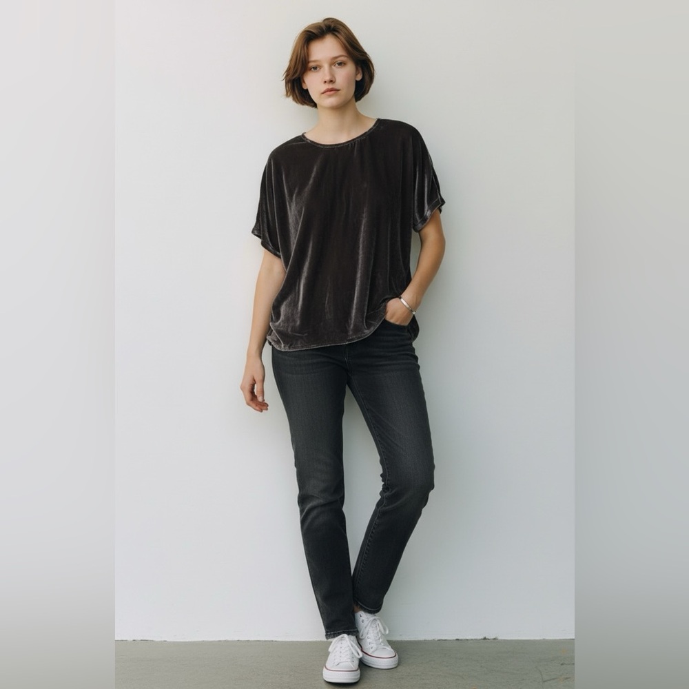 NWT Madewell Velvet Bow-Back Top in Black